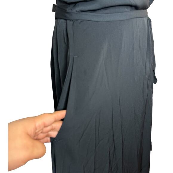 NWT Jason Wu x Eloquii Black Notch Collar V Neck Maxi Wrap Dress Plus Size 16 - Picture 6 of 10